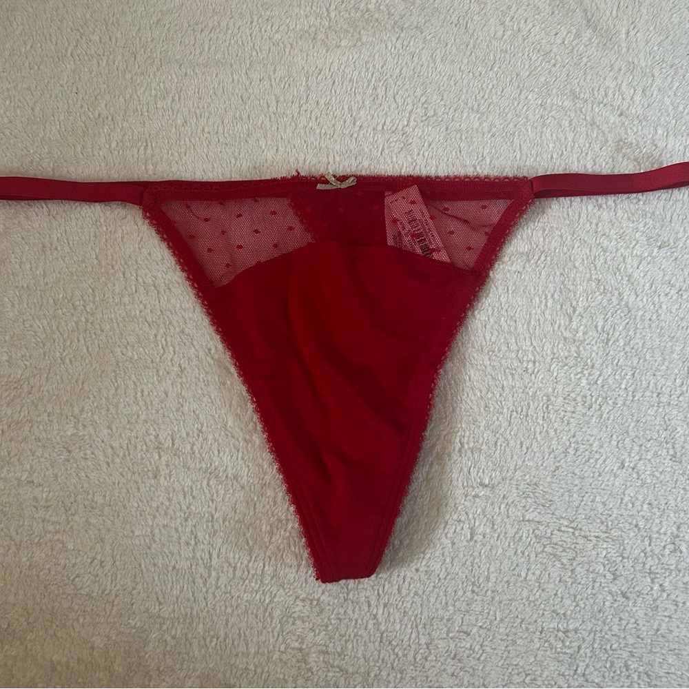 Victoria's Secret Red Dot Sheer Lace Panty